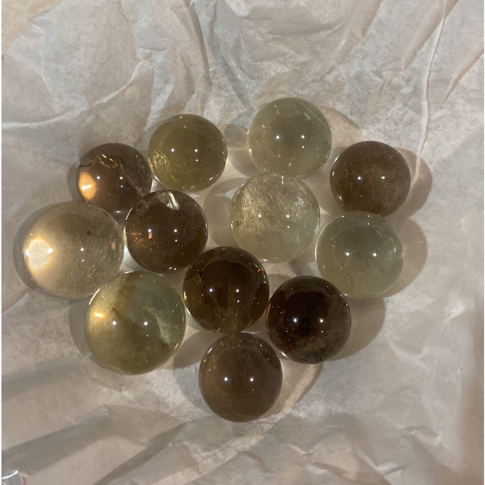 Crystal orbs LAST set ✅ smokey + citrine 15mm-18mm 🆓 + Mini scoop 2025